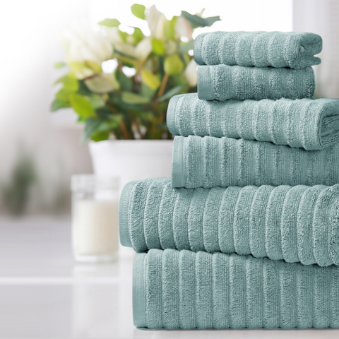 Bibb Home 6 Piece Ribbed Egyptian Cotton Towel Set Bibb Home 6 Piece Ribbed Egyptian Cotton Towel Set