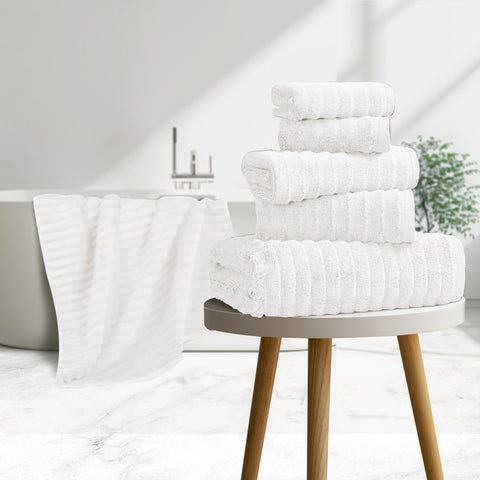 Bibb Home 6 Piece Ribbed Egyptian Cotton Towel Set Bibb Home 6 Piece Ribbed Egyptian Cotton Towel Set