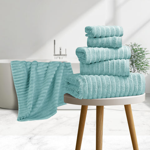 Bibb Home 6 Piece Ribbed Egyptian Cotton Towel Set Bibb Home 6 Piece Ribbed Egyptian Cotton Towel Set