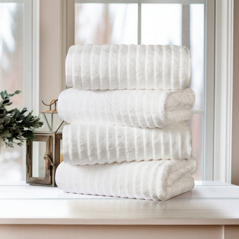 Bibb Home 4 Pack Ribbed Egyptian Cotton Bath Towel Set Bibb Home 4 Pack Ribbed Egyptian Cotton Bath Towel Set