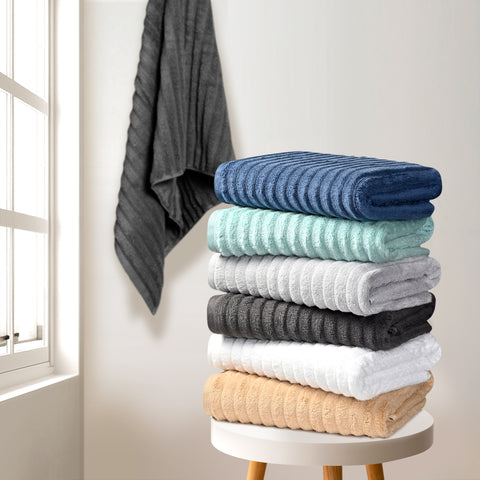 Bibb Home 6 Piece Ribbed Egyptian Cotton Towel Set Bibb Home 6 Piece Ribbed Egyptian Cotton Towel Set