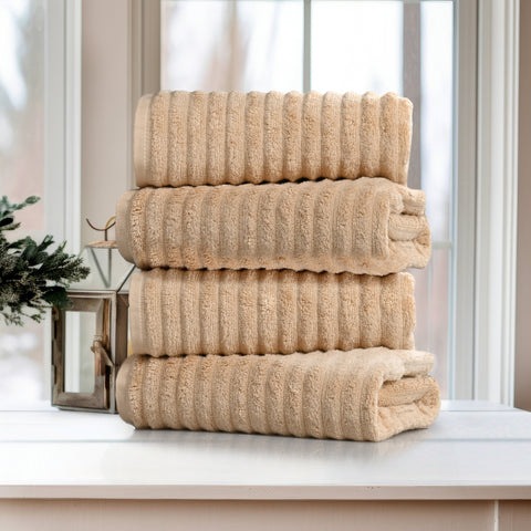 Bibb Home 4 Pack Ribbed Egyptian Cotton Bath Towel Set Bibb Home 4 Pack Ribbed Egyptian Cotton Bath Towel Set
