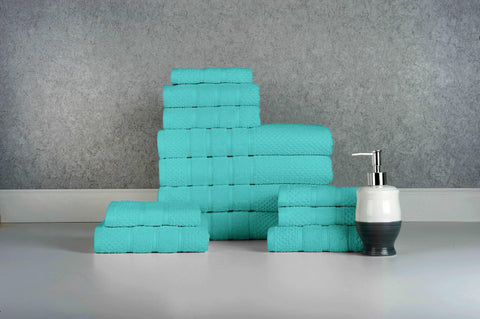 Aqua Colour of 12 Piece Egyptian Cotton Towel Set Aqua Colour of 12 Piece Egyptian Cotton Towel Set