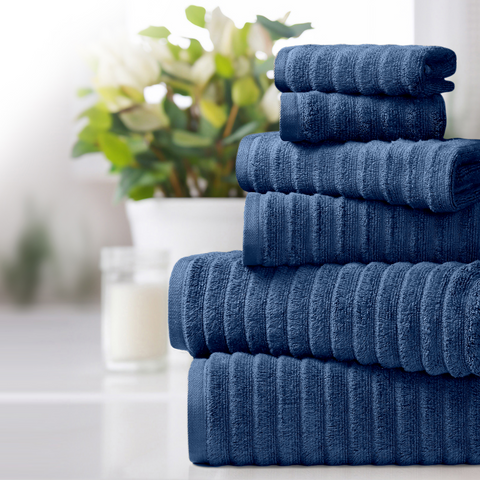 Bibb Home 6 Piece Ribbed Egyptian Cotton Towel Set Bibb Home 6 Piece Ribbed Egyptian Cotton Towel Set