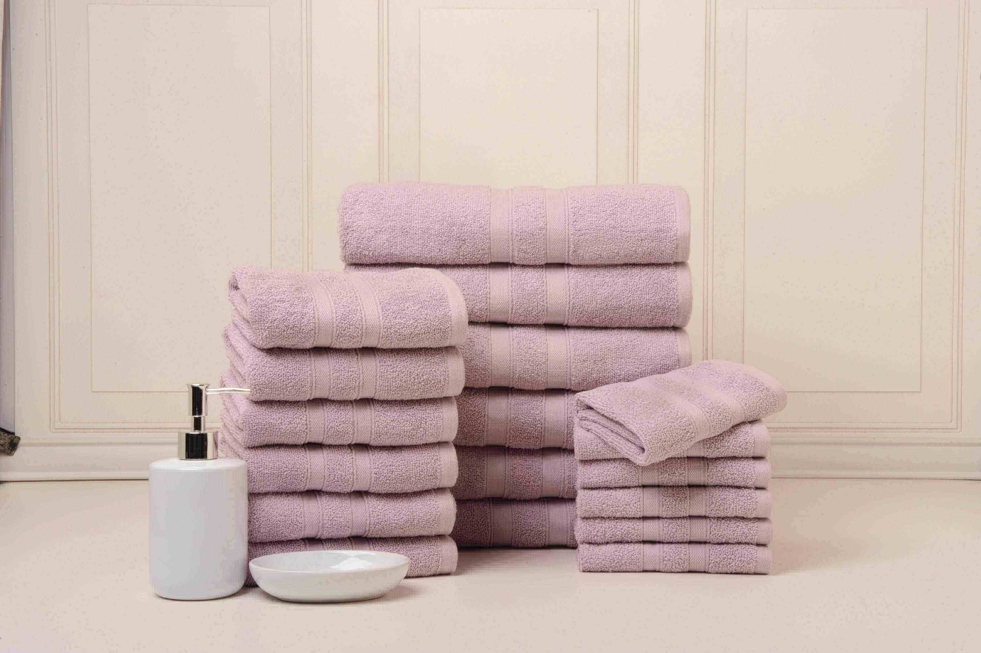 Solid Dusky Mauve Colour of 18 Piece Egyptian Cotton Towel Set Solid Dusky Mauve Colour of 18 Piece Egyptian Cotton Towel Set