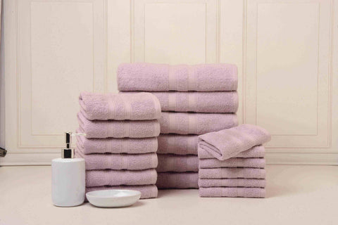 Solid Dusky Mauve Colour of 18 Piece Egyptian Cotton Towel Set Solid Dusky Mauve Colour of 18 Piece Egyptian Cotton Towel Set