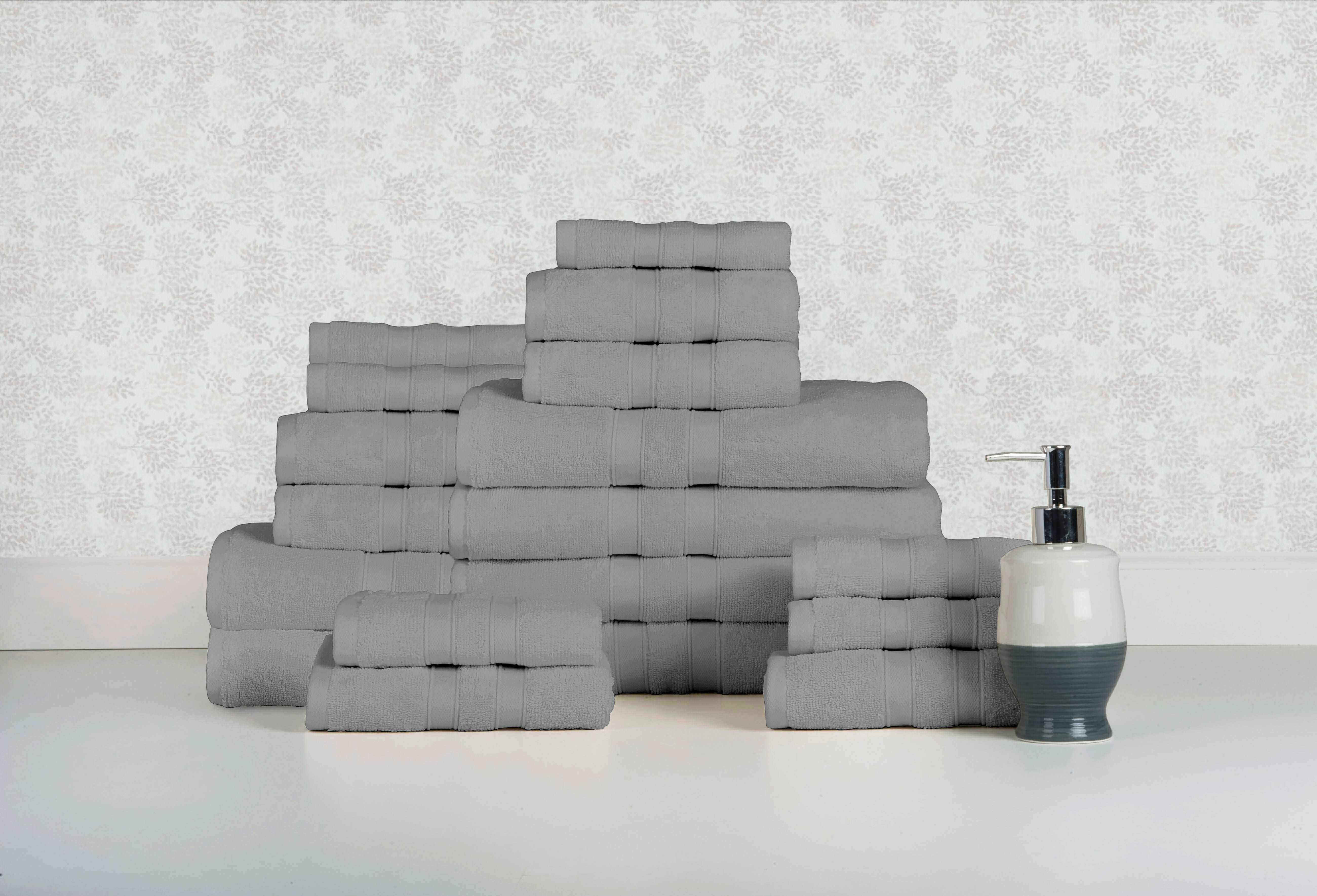 Solid Grey Colour of 18 Piece Egyptian Cotton Towel Set Solid Grey Colour of 18 Piece Egyptian Cotton Towel Set