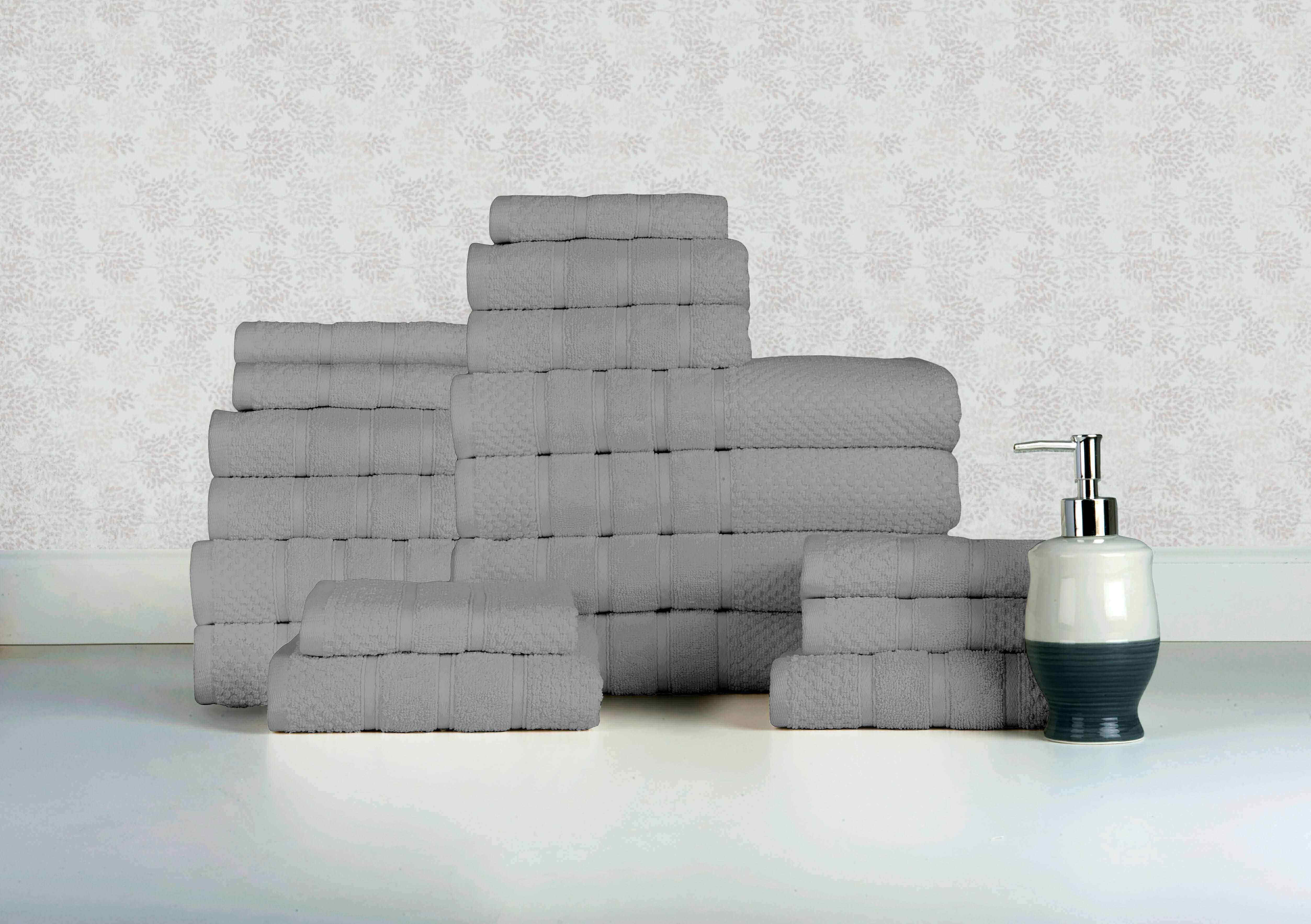 Popcorn Grey Colour of 18 Piece Egyptian Cotton Towel Set Popcorn Grey Colour of 18 Piece Egyptian Cotton Towel Set