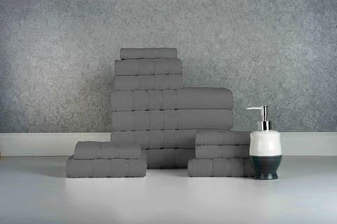 Grey Colour of 12 Piece Egyptian Cotton Towel Set Grey Colour of 12 Piece Egyptian Cotton Towel Set