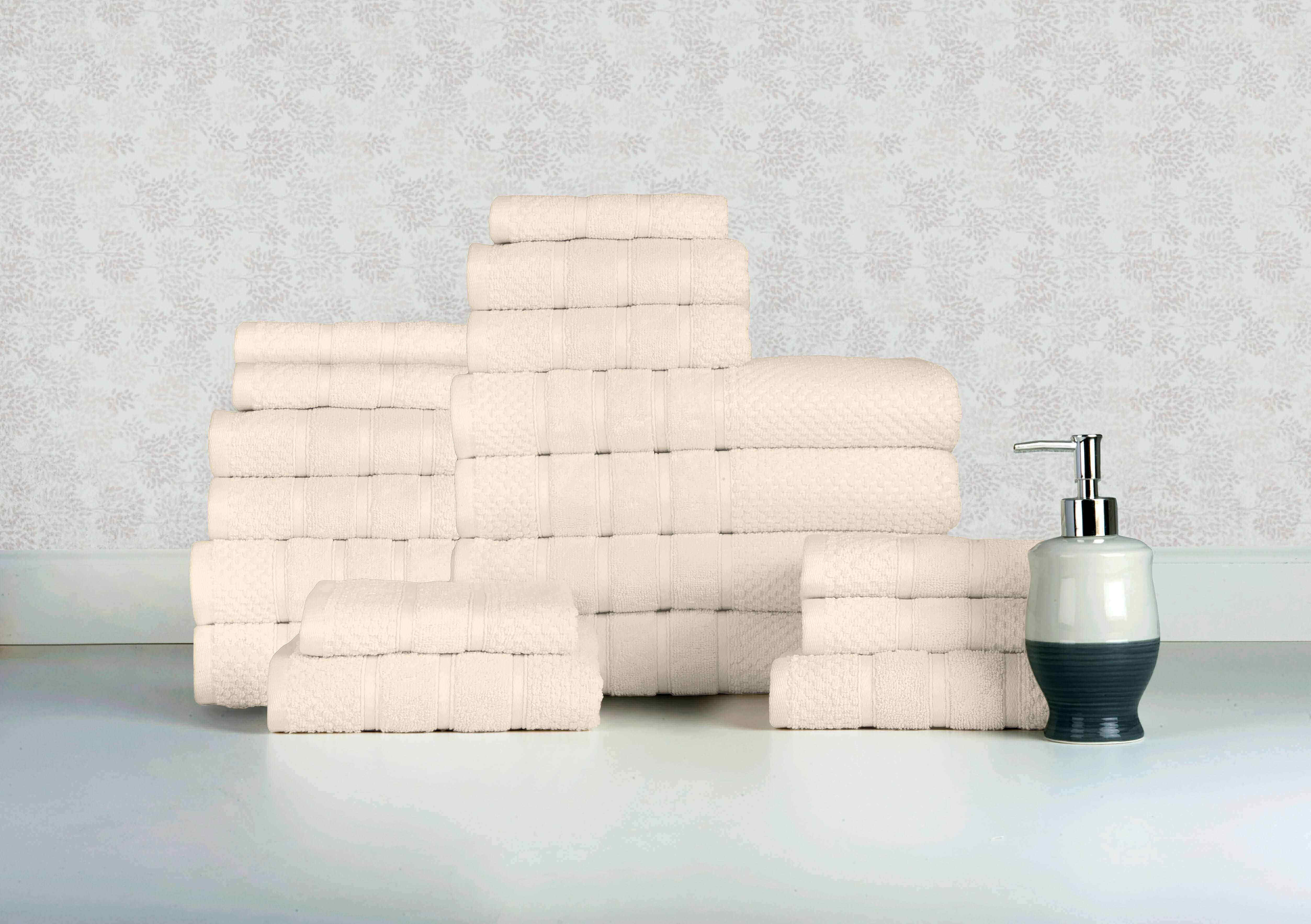 Popcorn Ivory Colour of 18 Piece Egyptian Cotton Towel Set Popcorn Ivory Colour of 18 Piece Egyptian Cotton Towel Set