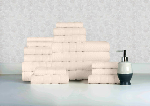 Popcorn Ivory Colour of 18 Piece Egyptian Cotton Towel Set Popcorn Ivory Colour of 18 Piece Egyptian Cotton Towel Set