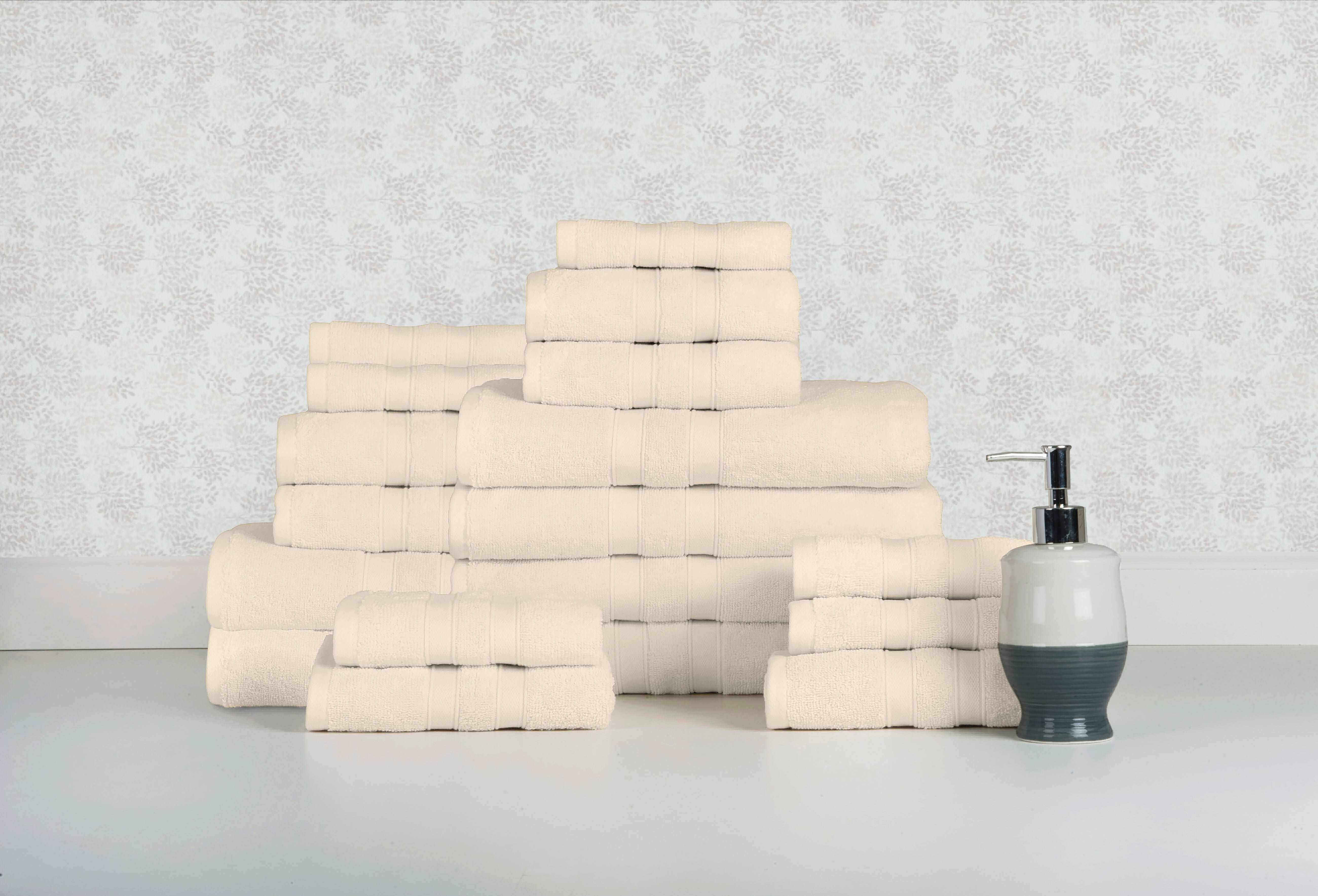 Solid Ivory Colour of 18 Piece Egyptian Cotton Towel Set Solid Ivory Colour of 18 Piece Egyptian Cotton Towel Set