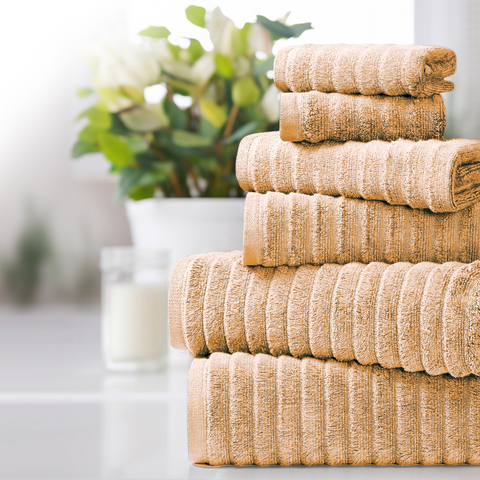 Bibb Home 6 Piece Ribbed Egyptian Cotton Towel Set Bibb Home 6 Piece Ribbed Egyptian Cotton Towel Set