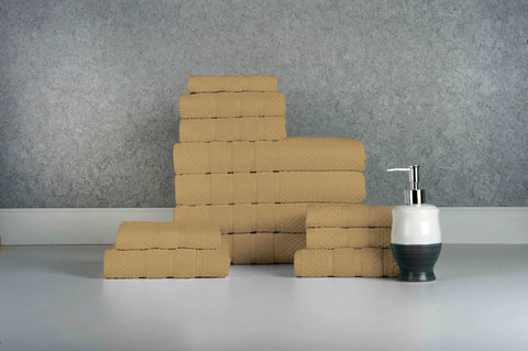 Mustard Colour of 12 Piece Egyptian Cotton Towel Set Mustard Colour of 12 Piece Egyptian Cotton Towel Set