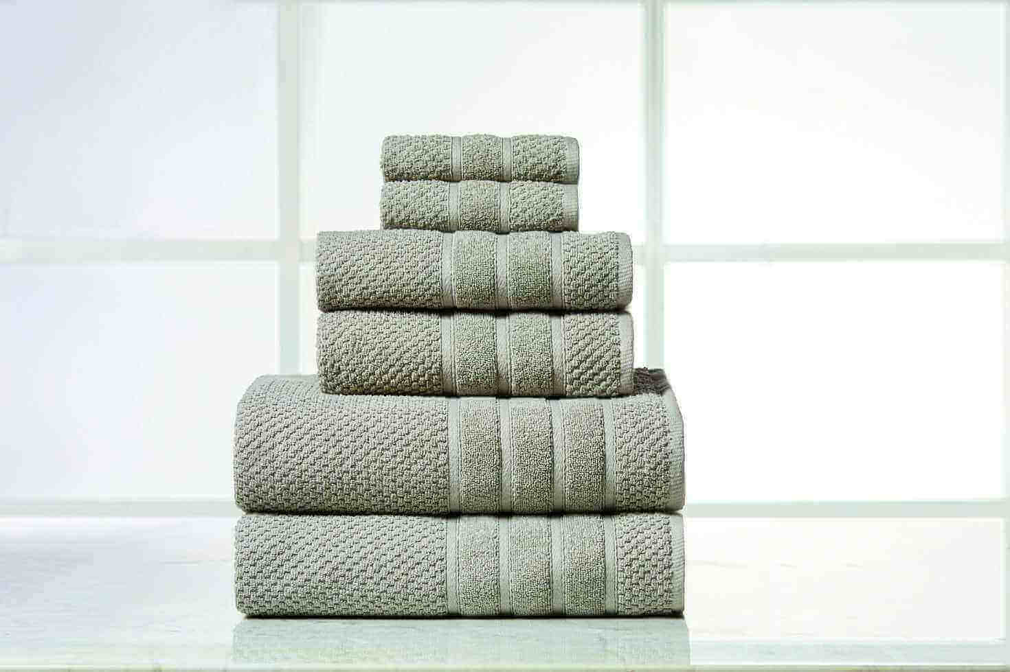 Popcorn Grey Colour of 6 Piece Egyptian Cotton Towel Set Popcorn Grey Colour of 6 Piece Egyptian Cotton Towel Set