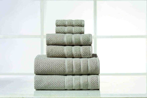 Popcorn Grey Colour of 6 Piece Egyptian Cotton Towel Set Popcorn Grey Colour of 6 Piece Egyptian Cotton Towel Set