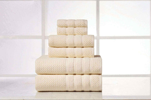 Popcorn Ivory Colour of 6 Piece Egyptian Cotton Towel Set Popcorn Ivory Colour of 6 Piece Egyptian Cotton Towel Set