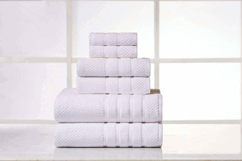 Popcorn White Colour of 6 Piece Egyptian Cotton Towel Set Popcorn White Colour of 6 Piece Egyptian Cotton Towel Set