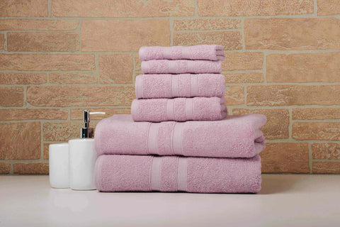 Solid Dusky Mauve Colour of 6 Piece Egyptian Cotton Towel Set Solid Dusky Mauve Colour of 6 Piece Egyptian Cotton Towel Set