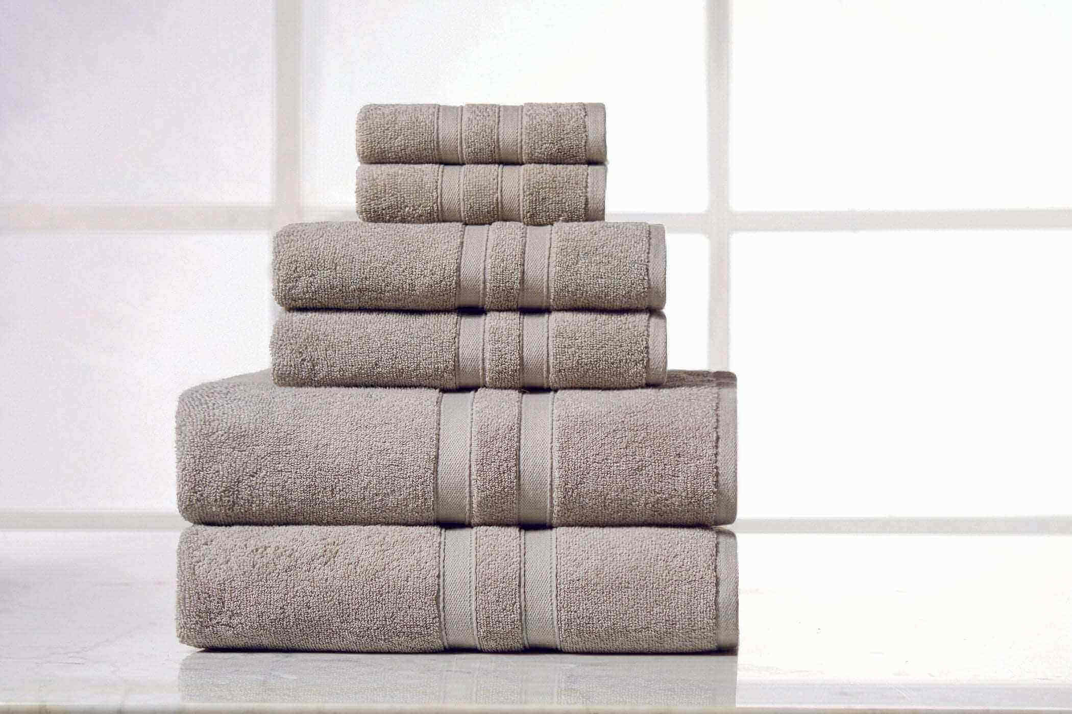 Solid Grey Colour of 6 Piece Egyptian Cotton Towel Set Solid Grey Colour of 6 Piece Egyptian Cotton Towel Set
