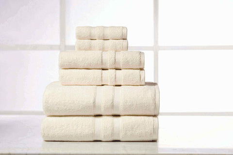 Solid Ivory Colour of 6 Piece Egyptian Cotton Towel Set Solid Ivory Colour of 6 Piece Egyptian Cotton Towel Set