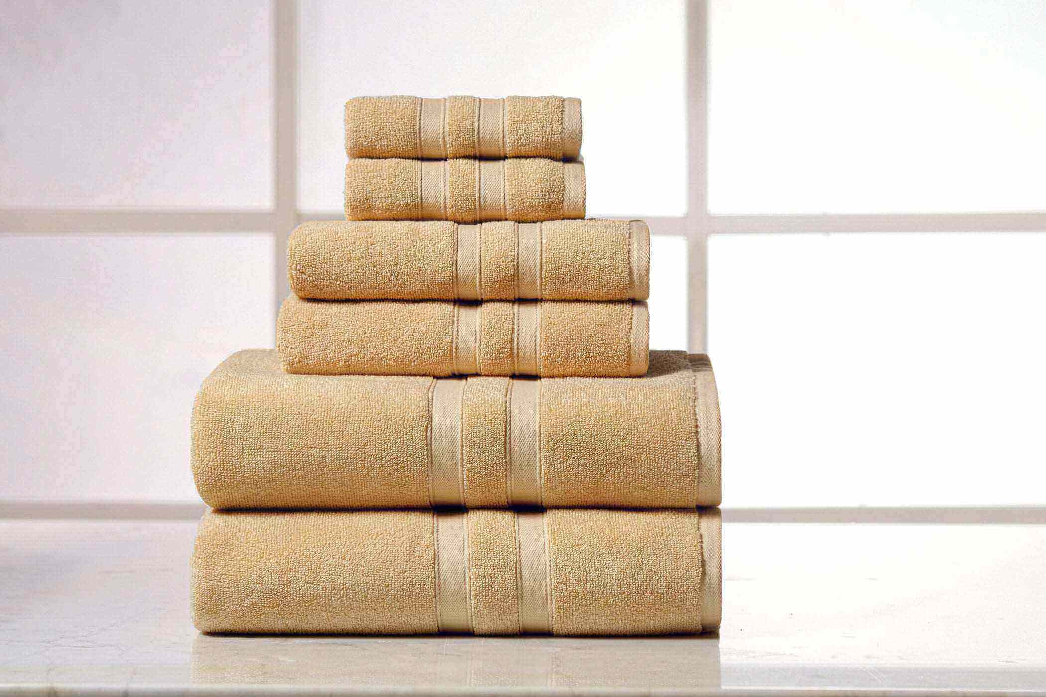 Solid Mustard Colour of 6 Piece Egyptian Cotton Towel Set Solid Mustard Colour of 6 Piece Egyptian Cotton Towel Set
