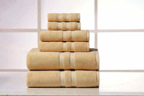 Solid Mustard Colour of 6 Piece Egyptian Cotton Towel Set Solid Mustard Colour of 6 Piece Egyptian Cotton Towel Set