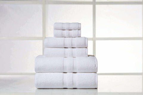 Solid White Colour of 6 Piece Egyptian Cotton Towel Set Solid White Colour of 6 Piece Egyptian Cotton Towel Set