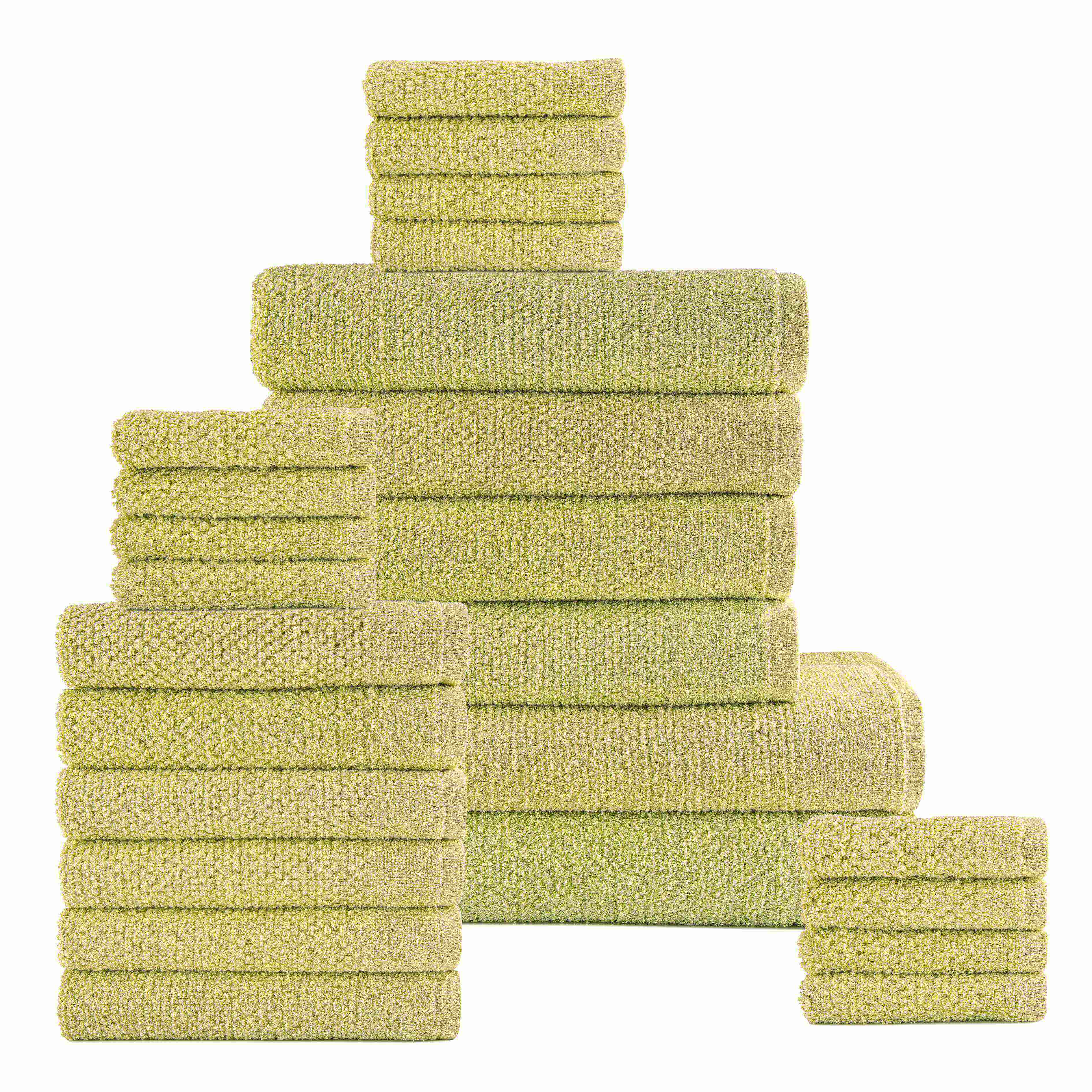 Spearmint Colour of 24 Piece Popcorn Cotton Bath Towel Set
