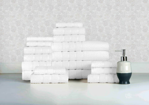 Popcorn White Colour of 18 Piece Egyptian Cotton Towel Set Popcorn White Colour of 18 Piece Egyptian Cotton Towel Set