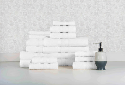 Solid White Colour of 18 Piece Egyptian Cotton Towel Set Solid White Colour of 18 Piece Egyptian Cotton Towel Set