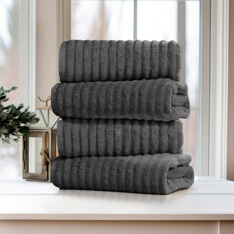 Bibb Home 4 Pack Ribbed Egyptian Cotton Bath Towel Set Bibb Home 4 Pack Ribbed Egyptian Cotton Bath Towel Set