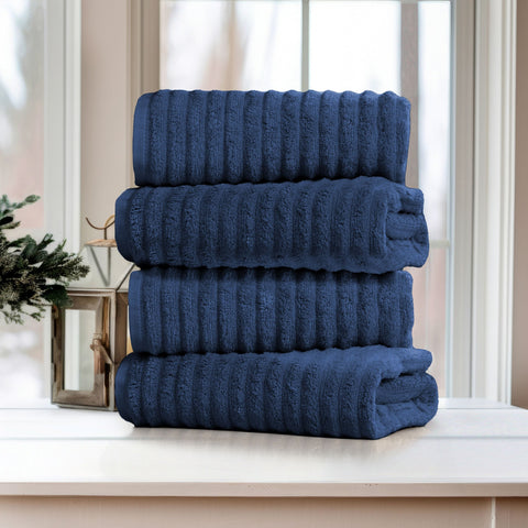 Bibb Home 4 Pack Ribbed Egyptian Cotton Bath Towel Set Bibb Home 4 Pack Ribbed Egyptian Cotton Bath Towel Set