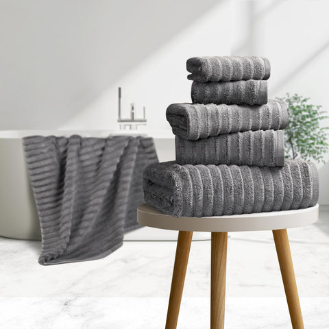Bibb Home 6 Piece Ribbed Egyptian Cotton Towel Set Bibb Home 6 Piece Ribbed Egyptian Cotton Towel Set