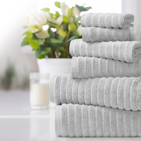 Bibb Home 6 Piece Ribbed Egyptian Cotton Towel Set Bibb Home 6 Piece Ribbed Egyptian Cotton Towel Set