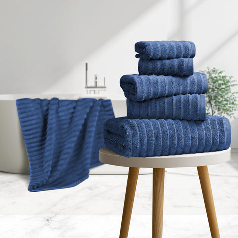 Bibb Home 6 Piece Ribbed Egyptian Cotton Towel Set Bibb Home 6 Piece Ribbed Egyptian Cotton Towel Set