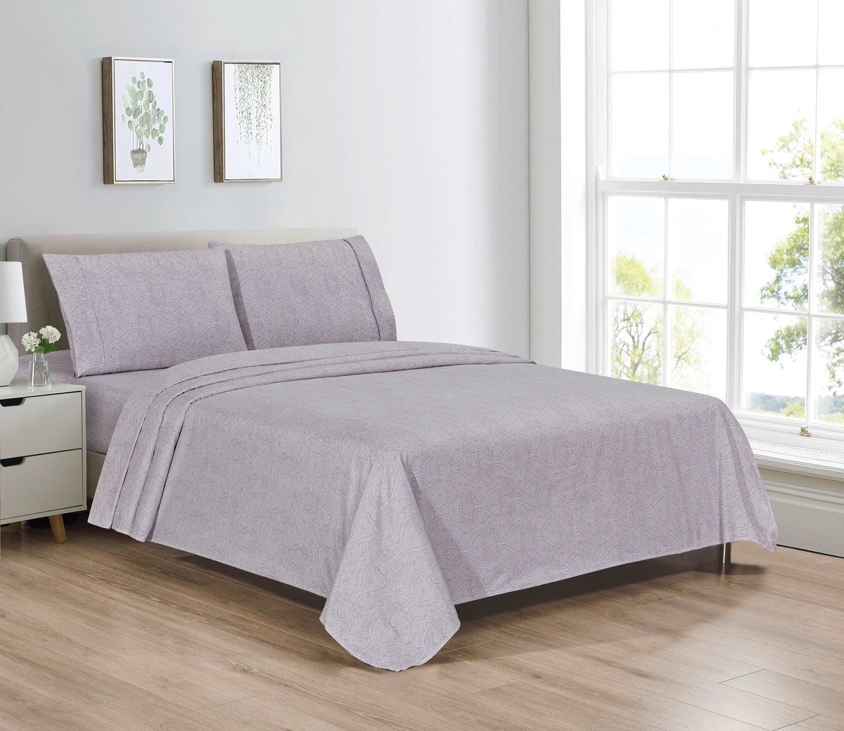 Bibb Home Egyptian Luxury 1800 Count Printed 4 Piece Sheet Set.