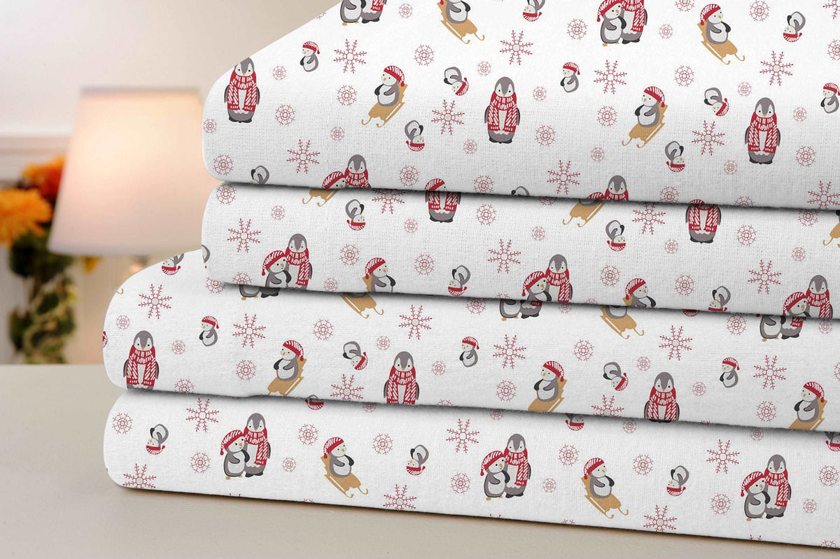 Bibb Home Printed Flannel 4 Piece Sheet Set.