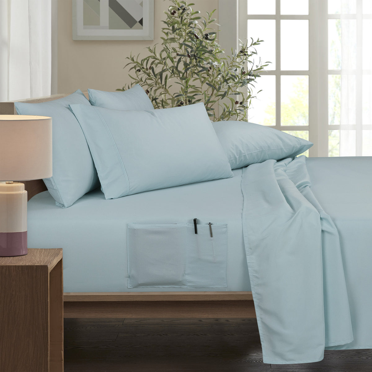 Bamboo 6 Piece 1800 Thread Count Smart Pocket Ultra Soft Luxury Sheet Set