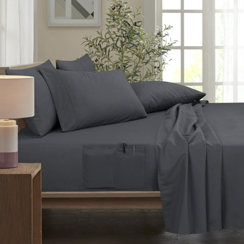 Bamboo 6 Piece 1800 Thread Count Smart Pocket Ultra Soft Luxury Sheet Set