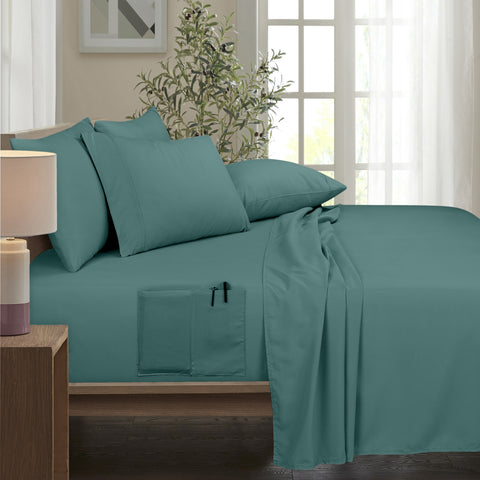 Bamboo 6 Piece 1800 Thread Count Smart Pocket Ultra Soft Luxury Sheet Set