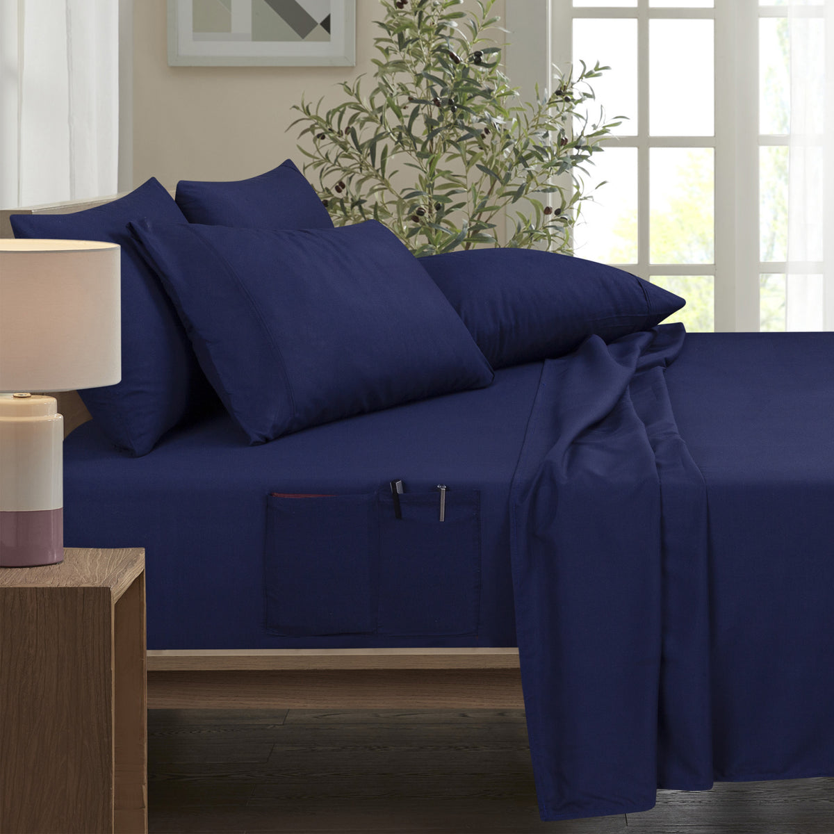 Bamboo 6 Piece 1800 Thread Count Smart Pocket Ultra Soft Luxury Sheet Set