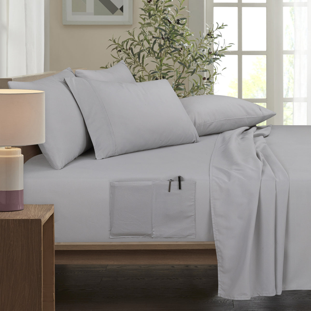 Bamboo 6 Piece 1800 Thread Count Smart Pocket Ultra Soft Luxury Sheet Set