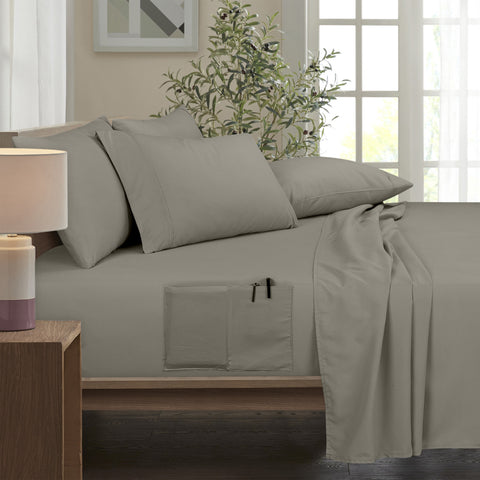 Bamboo 6 Piece 1800 Thread Count Smart Pocket Ultra Soft Luxury Sheet Set
