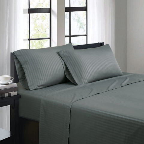 Bibb Home 1500 Series Damask Stripe 4 Piece Sheet Set