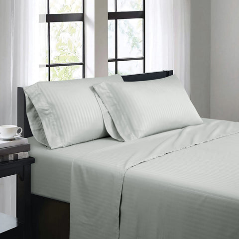 Bibb Home 1500 Series Damask Stripe 4 Piece Sheet Set