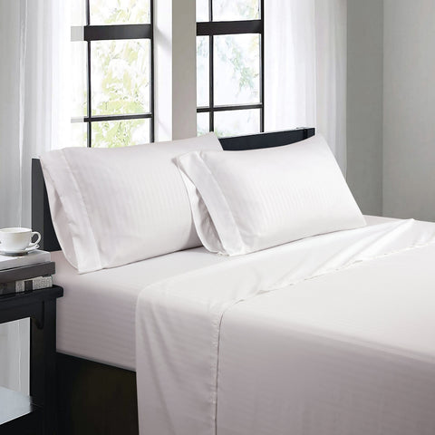 Bibb Home 1500 Series Damask Stripe 4 Piece Sheet Set