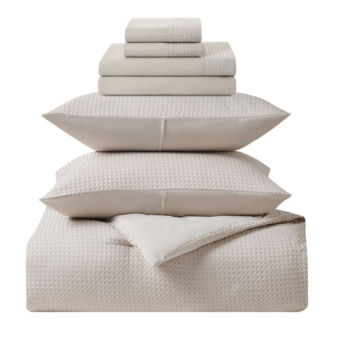Kathy Ireland 7 Piece Waffle Textured Comforter Set