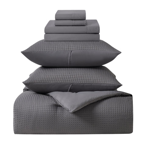 Kathy Ireland 7 Piece Waffle Textured Comforter Set