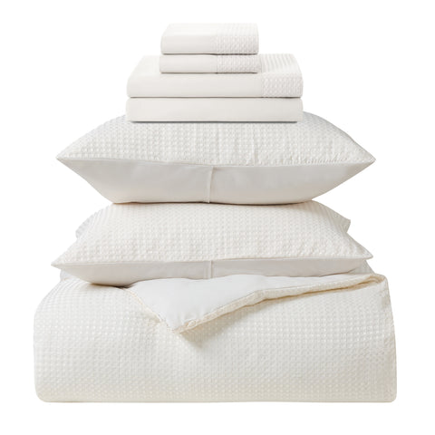 Kathy Ireland 7 Piece Waffle Textured Comforter Set
